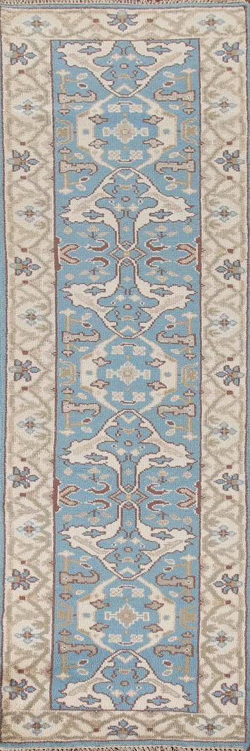 Light Blue Oushak Oriental Runner Rug 3x10