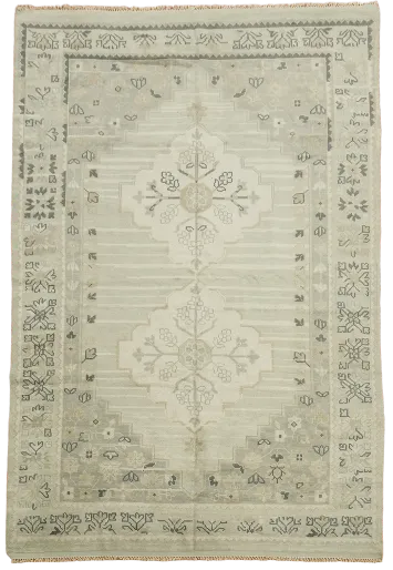Elegant Cream and Gray Neutral-Toned Geometric Area Rug 9'x12'
