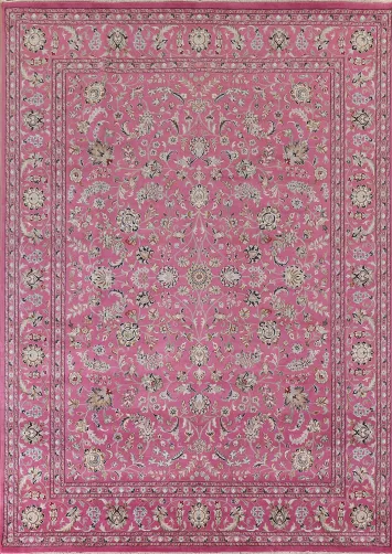 All-Over Floral Pink Kashan Oriental Area Rug 9x12