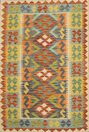 Multicolor Wool Kilim Oriental Rug 4x6