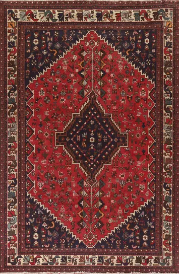Vintage Tribal Shiraz Persian Area Rug 7x10