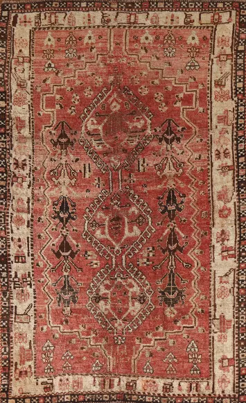Antique Qashqai Persian Rug 4x7
