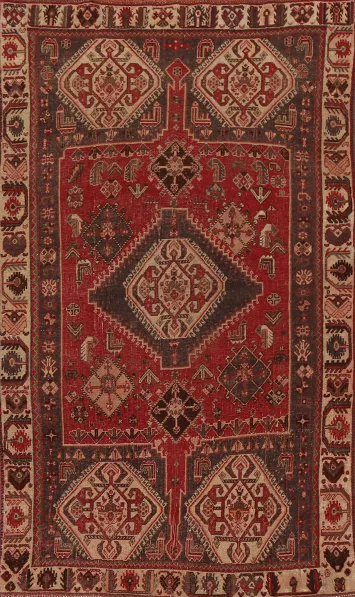 Vegetable Dye Antique Shiraz Persian Rug 4x8