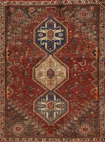 Vintage Shiraz Persian Rug 4x5