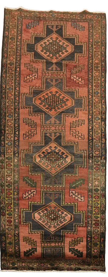 Vintage Hamedan Persian Runner Rug 4x9