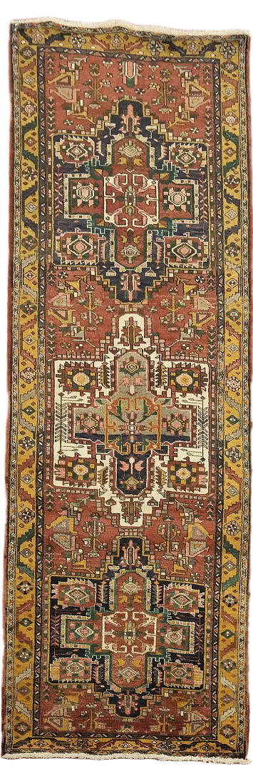 Geometric Heriz Persian Runner Rug 4x11