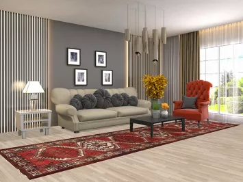 Geometric Wool Ardebil Persian Runner Rug 4x14