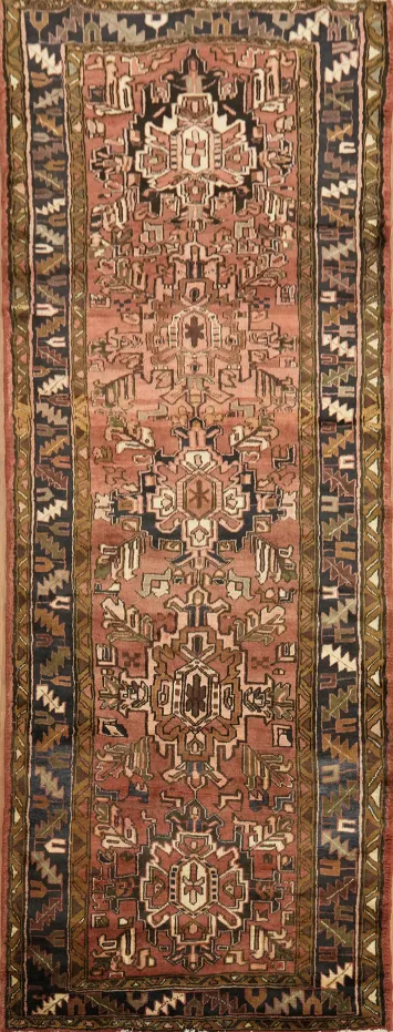 Vintage Heriz Persian Runner Rug 4x10