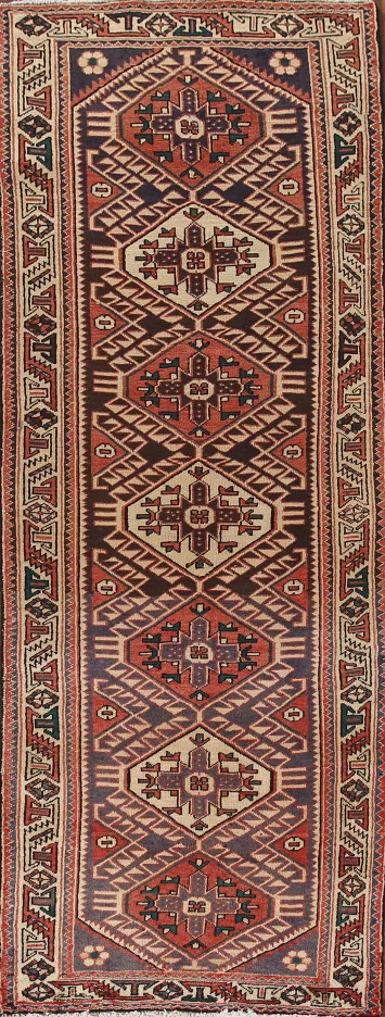 Geometric Bakhtiari Persian Runner Rug 3x10