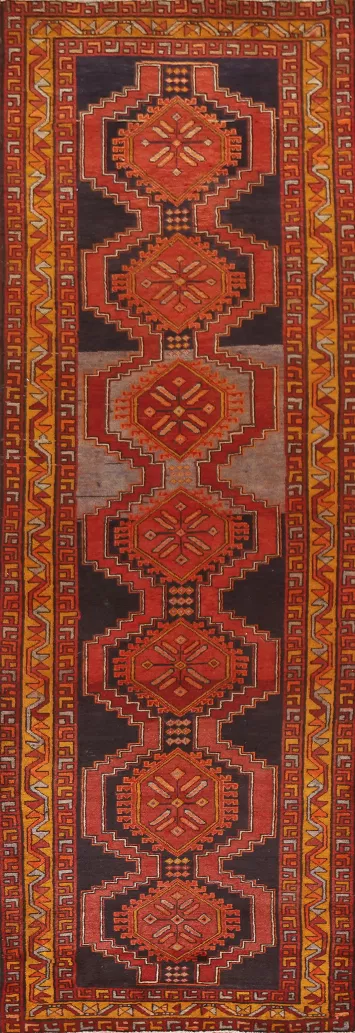 Vintage Wool Ardebil Persian Runner Rug 4x13