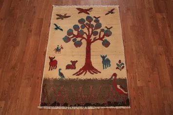 Hunting Animals Wool Kazak Oriental Accent Rug 2x3
