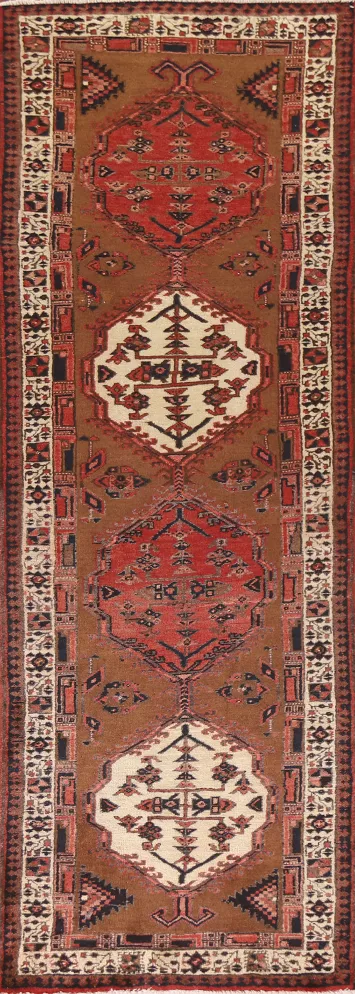 Brown Ardebil Persian Runner Rug 3x11