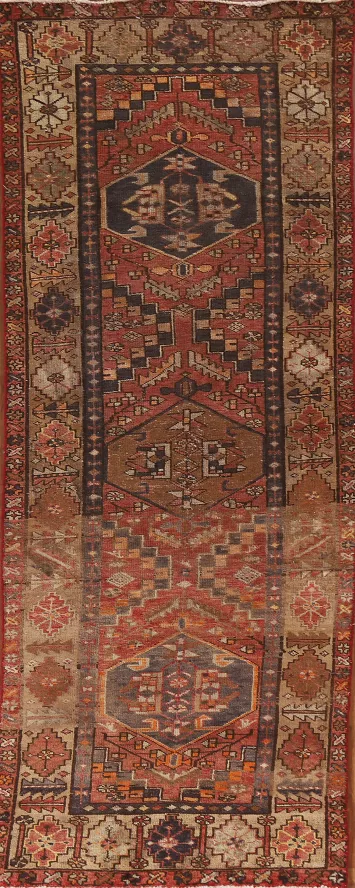 Vegetable Dye Hamedan Persian Runner Rug 3x11