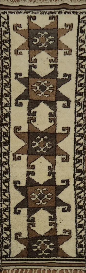 Intricate Kurdish Vegetable Dye Runner Rug 3x11 Perfect for Hallway Decor