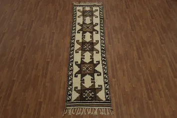 Intricate Kurdish Vegetable Dye Runner Rug 3x11 Perfect for Hallway Decor