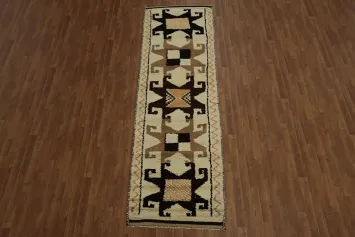 Vegetable Dye Kurdish Wool Turkish Runner Rug 3x11