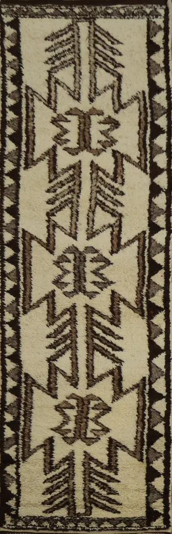 Vegetable Dye Kurdish Oriental Runner Rug 3x12