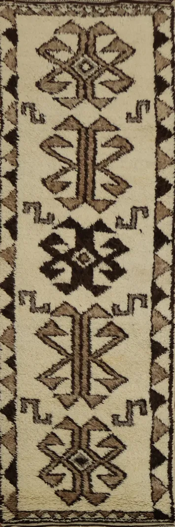 Elegant Natural Dye Kurdish Runner Rug 3x11 with Timeless Design