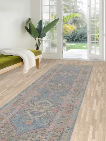 Vegetable Dye Oushak Turkish Runner Rug 3x11