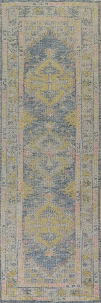 Vegetable Dye Oushak Turkish Runner Rug 3x12