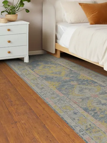 Vegetable Dye Oushak Turkish Runner Rug 3x12