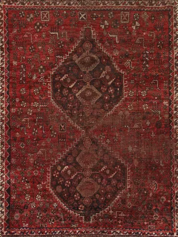 Pre-1900 Antique Qashqai Persian Rug 4x5