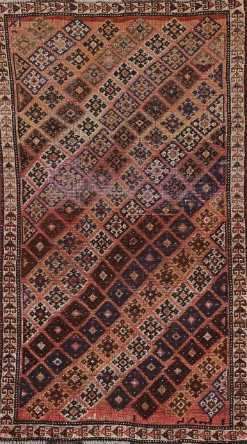 Antique Wool Qashqai Persian Runner Rug 3x7