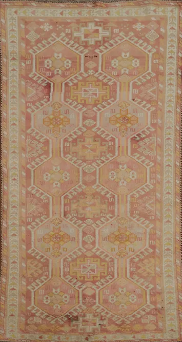 Tribal Pink Gabbeh Persian Runner Rug 4x9