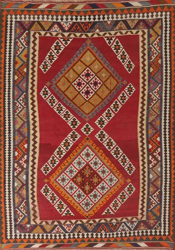 Vegetable Dye Kilim Qashqai Persian Area Rug 5x8