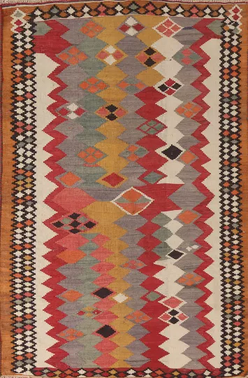 Vegetable Dye Kilim Qashqai Persian Rug 4x7