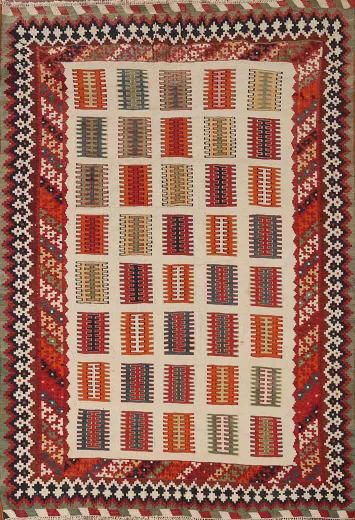 Vegetable Dye Kilim Qashqai Persian Rug 5x7