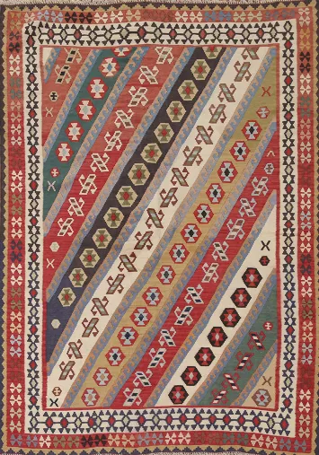 Vegetable Dye Kilim Qashqai Persian Rug 5x7