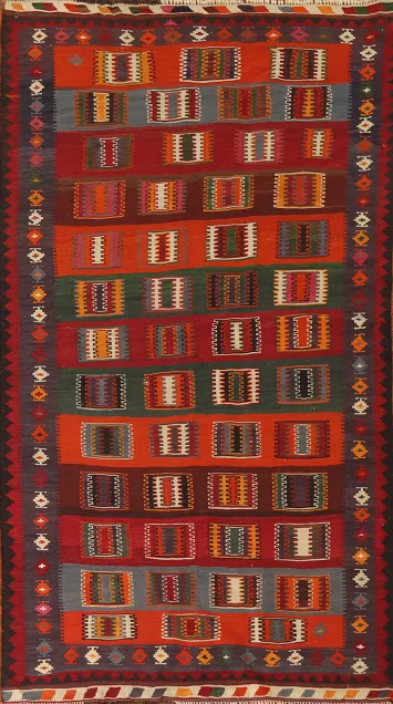 Masterpiece Vegetable Dye Kilim Qashqai Persian Rug 5x10