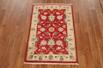 Floral Red Handmade Kazak Wool Rug 2x3