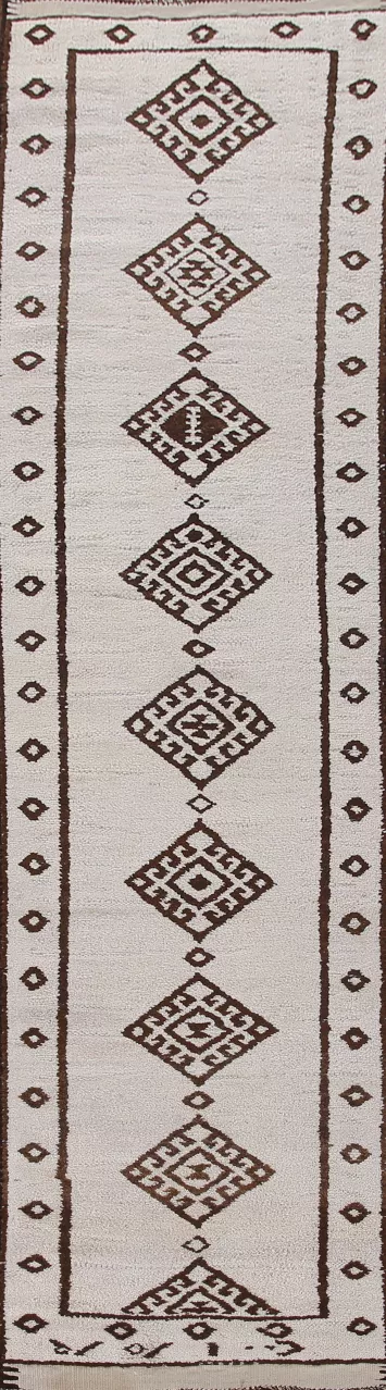 Geometric Wool Anatolian Turkish Runner Rug 3x13
