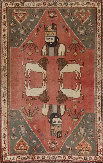 Animal Pictorial Shiraz Persian Rug 4x7