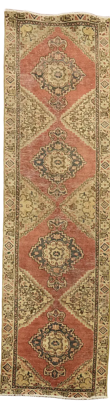 Vintage Distressed Tabriz Persian Runner Rug 2'x9'