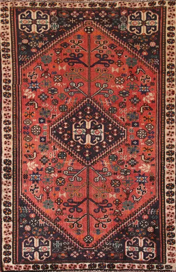 Vintage Geometric Shiraz Persian Rug 3x5