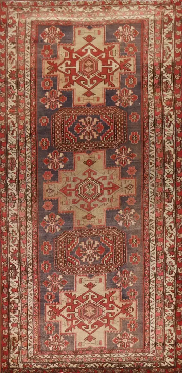Vintage Wool Ardebil Persian Runner Rug 4x10