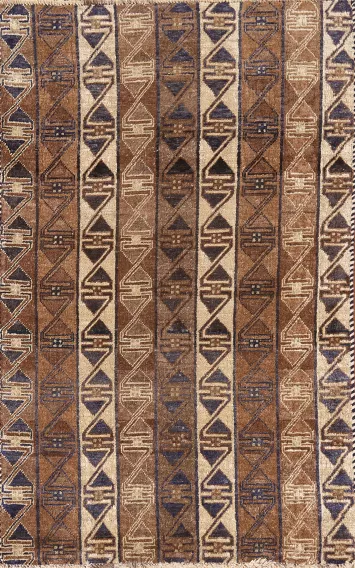 Brown Geometric Balouch Persian Rug 3x5