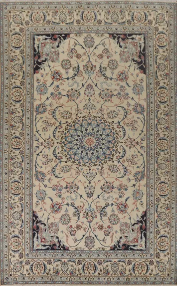 Silk & Wool Handmade Nain Persian Area Rug 7x10