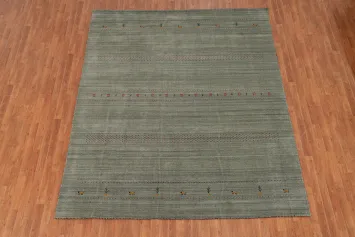 Tribal Green Gabbeh Living Room Area Rug 8x10