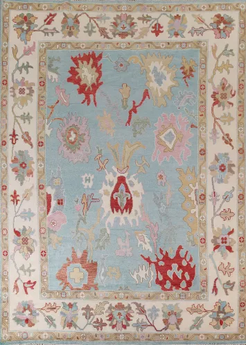 Light Blue Oushak Oriental Area Rug 9x12