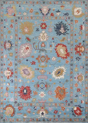 Blue Floral Oushak Oriental Area Rug 9x12