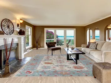 Floral Ivory Oushak Oriental Area Rug 9x12