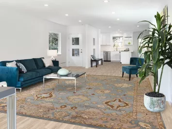 Blue Floral Oushak Oriental Area Rug 9x12