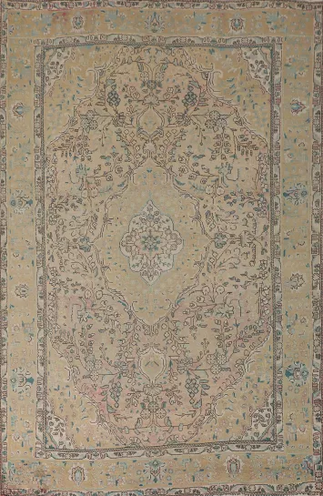 Vintage Floral Tabriz Persian Area Rug 7x10
