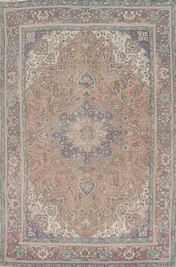 Vintage Floral Tabriz Persian Area Rug 6x10