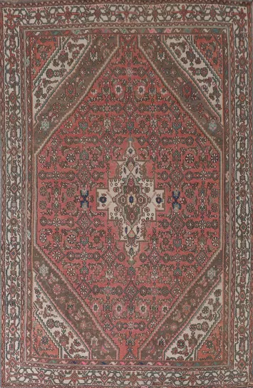 Geometric Pink Hamedan Persian Area Rug 7x10