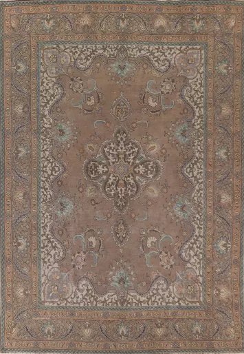 Over-Dyed Brown Tabriz Persian Area Rug 8x12